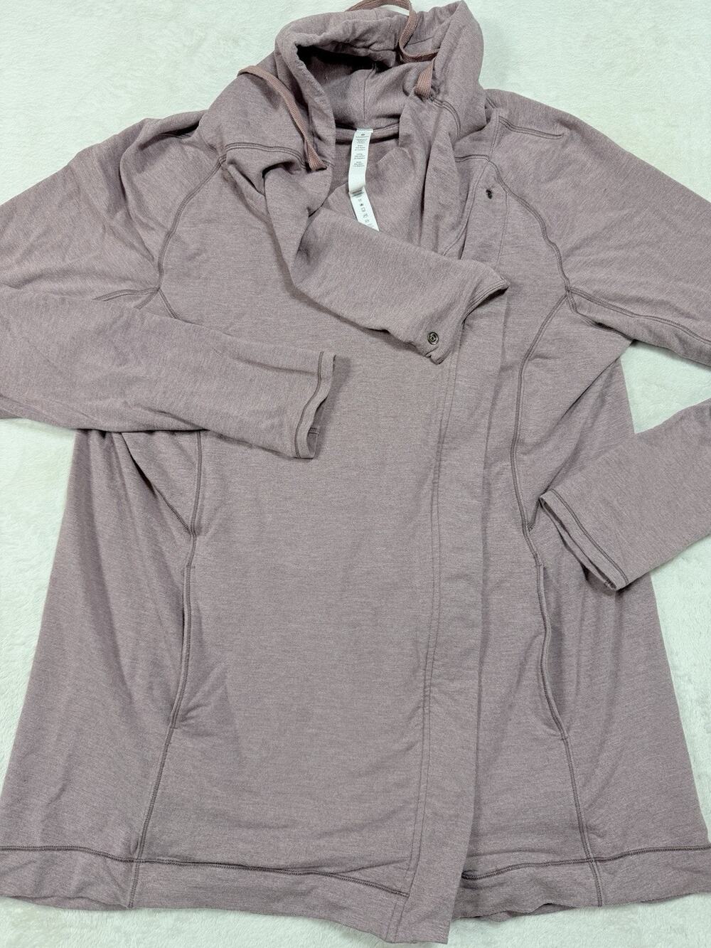 Lululemon Modal Snap Collar Wrap Cardigan Jacket Size 12 Dusty Rose Athleisure